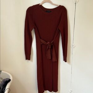 Banana Republic Shimmery Burgundy Auburn Tie Front Sheath Midi Dress